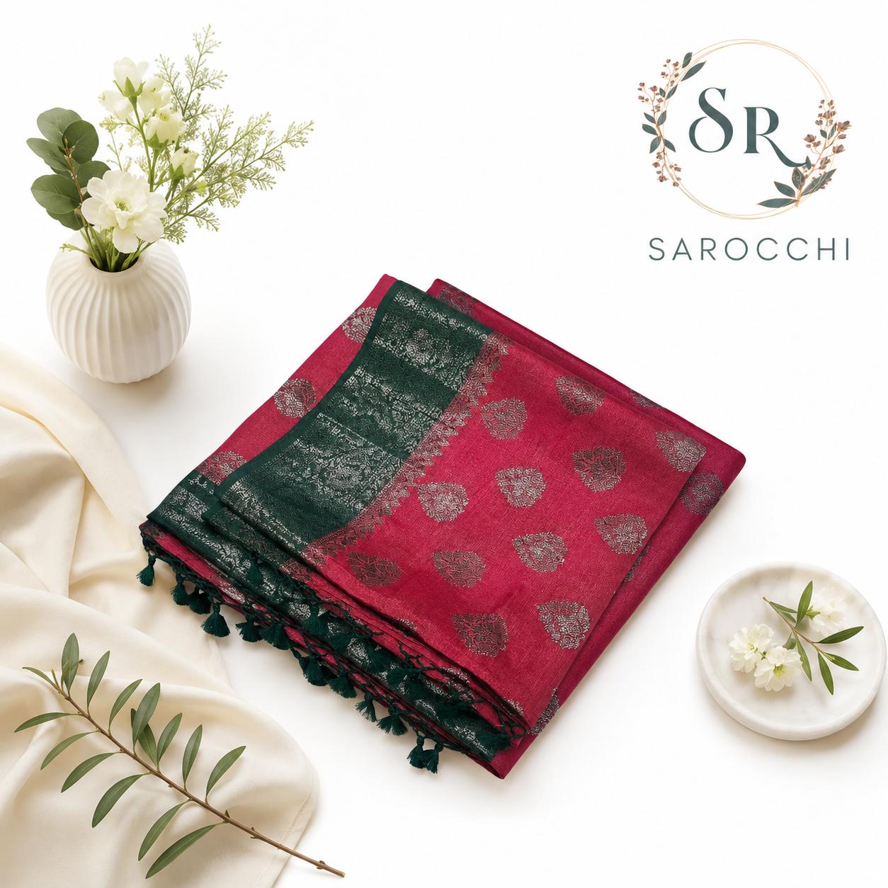Sarocchi Signature Pink Floral Designer Saree