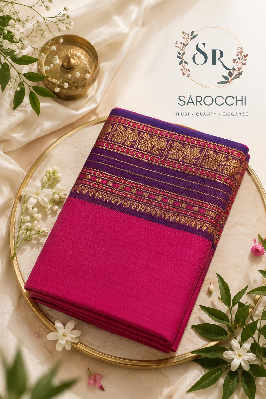 Ruby Red Temple Gopuram Bridal Kanjivaram Saree