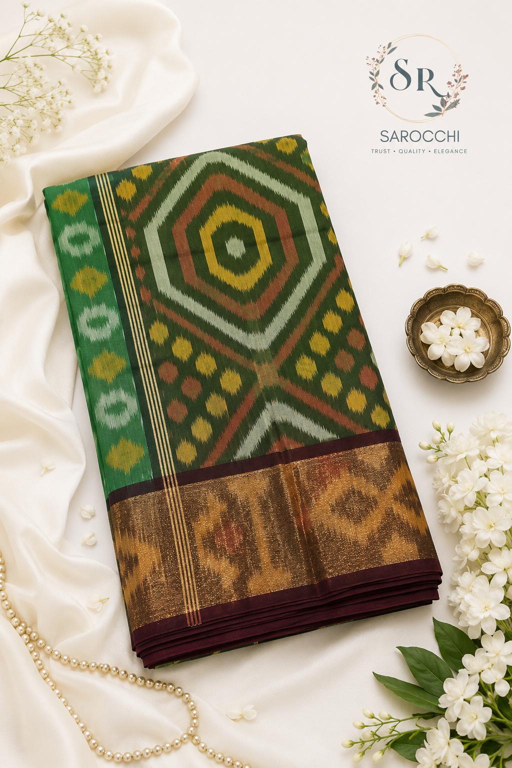 Champagne Gold Geometric Drape Designer Saree