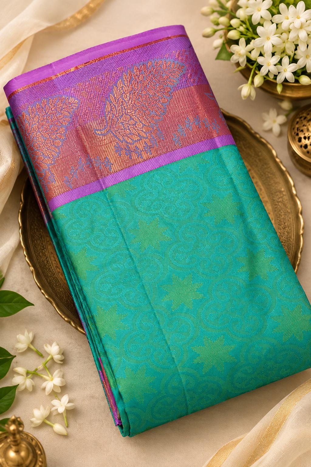 Aquamarine Mint Contemporary Weave Saree